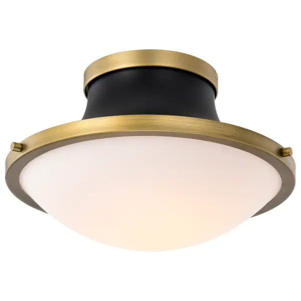 Lafayette 1-Light Flush Mount - Matte Black with Brass Accents - Image 4