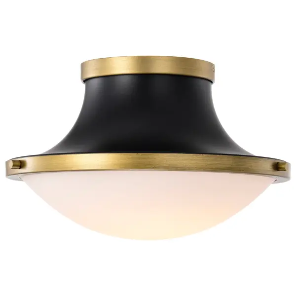 Lafayette 1-Light Flush Mount - Matte Black with Brass Accents - Image 5