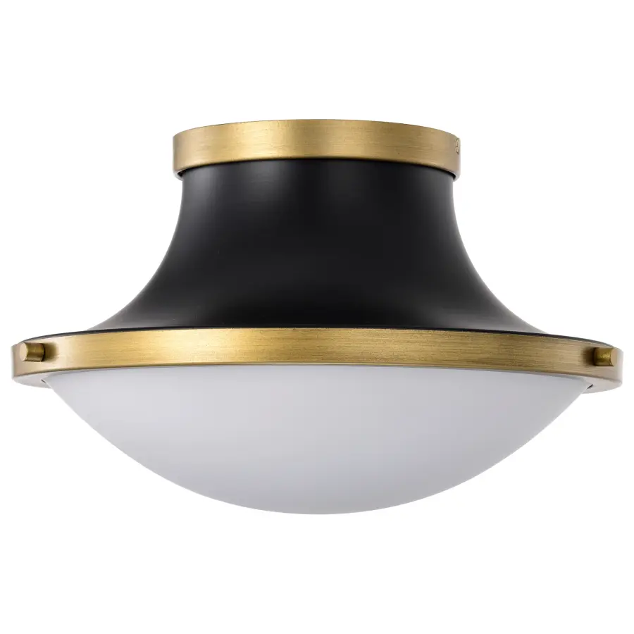 Lafayette 1-Light Flush Mount - Matte Black with Brass Accents - Image 6