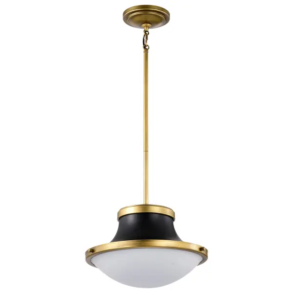 Lafayette 1-Light Pendant in Matte Black with Brass Accents - Image 1