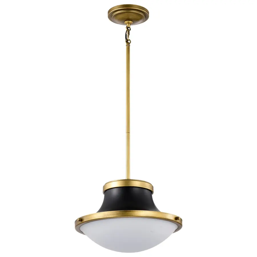Lafayette 1-Light Pendant in Matte Black with Brass Accents - Image 1