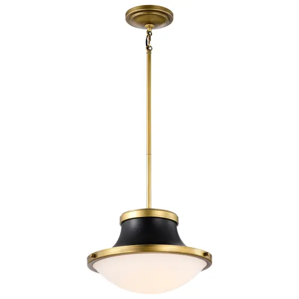 Lafayette 1-Light Pendant in Matte Black with Brass Accents - Image 2