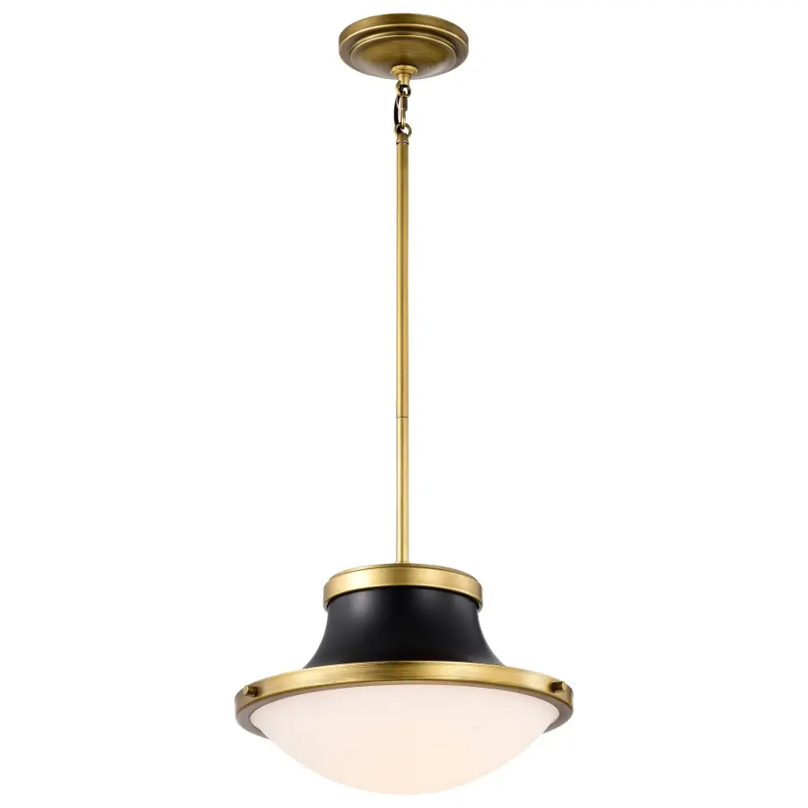 Lafayette 1-Light Pendant in Matte Black with Brass Accents - Image 2