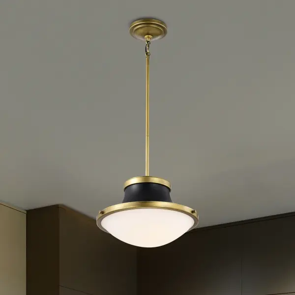 Lafayette 1-Light Pendant in Matte Black with Brass Accents - Image 14