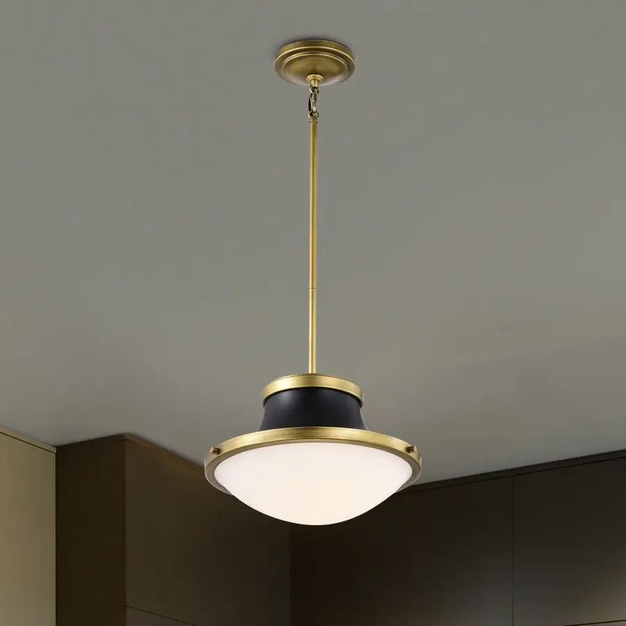 Lafayette 1-Light Pendant in Matte Black with Brass Accents - Image 14
