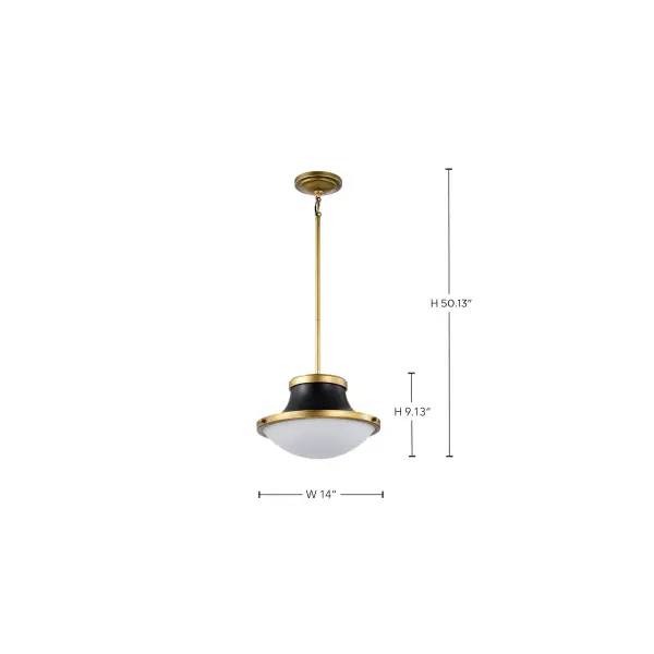 Lafayette 1-Light Pendant in Matte Black with Brass Accents - Image 15