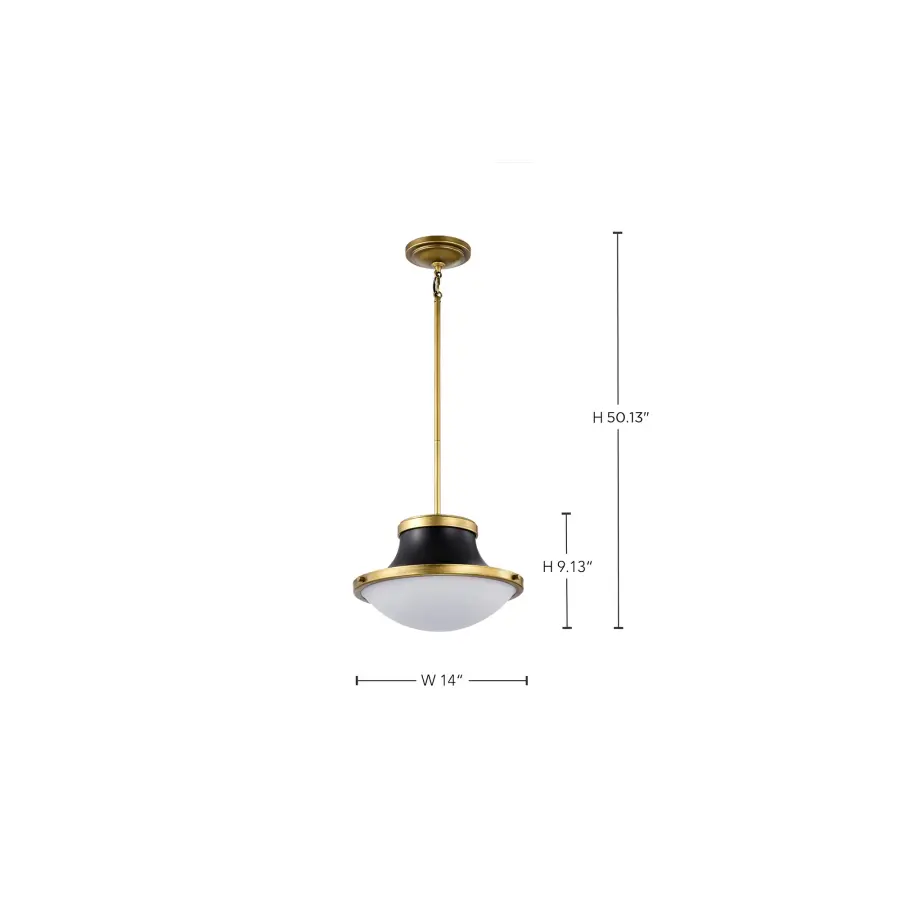 Lafayette 1-Light Pendant in Matte Black with Brass Accents - Image 15