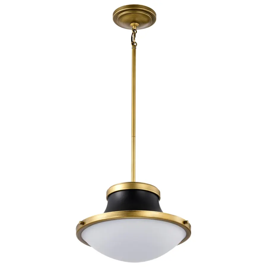 Lafayette 1-Light Pendant in Matte Black with Brass Accents - Image 3