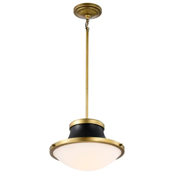 Lafayette 1-Light Pendant in Matte Black with Brass Accents - Image 4