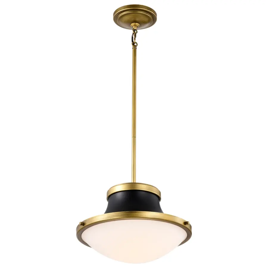 Lafayette 1-Light Pendant in Matte Black with Brass Accents - Image 4