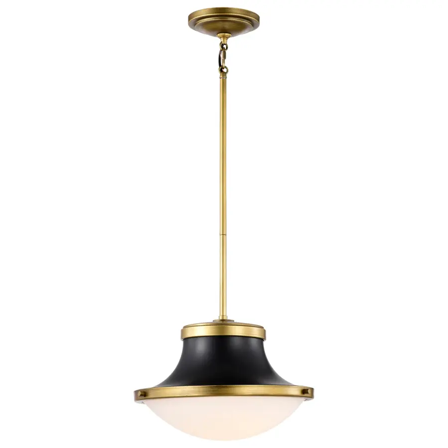 Lafayette 1-Light Pendant in Matte Black with Brass Accents - Image 6