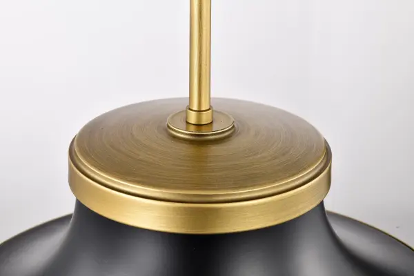 Lafayette 1-Light Pendant in Matte Black with Brass Accents - Image 10