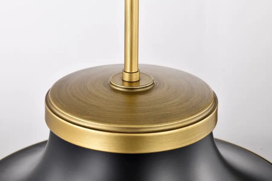 Lafayette 1-Light Pendant in Matte Black with Brass Accents - Image 10