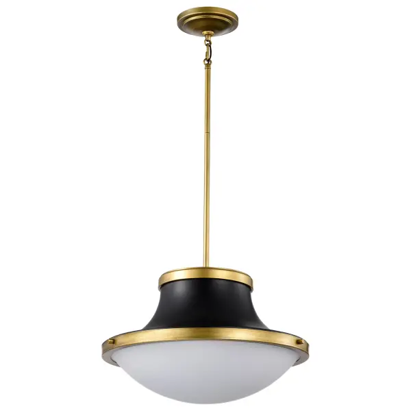 Lafayette 3-Light Pendant in Matte Black with Brass Accents - Image 1