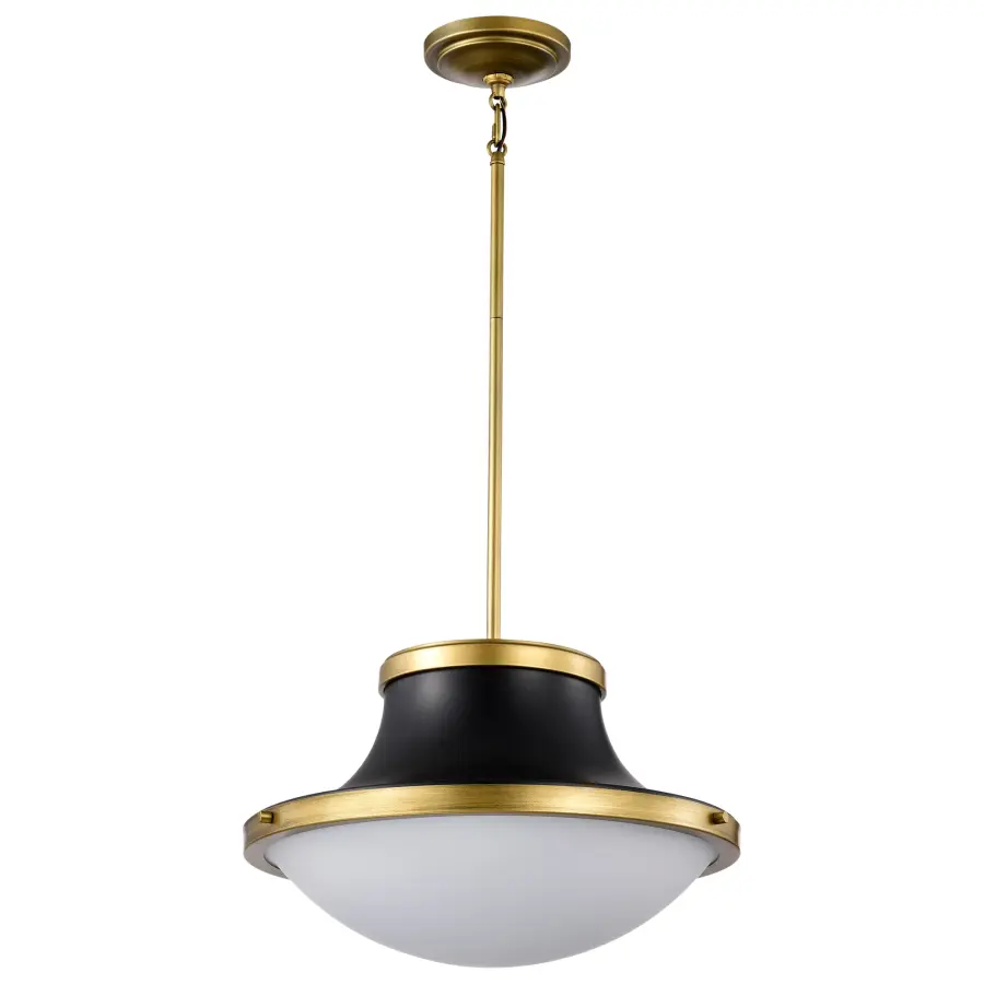 Lafayette 3-Light Pendant in Matte Black with Brass Accents - Image 1