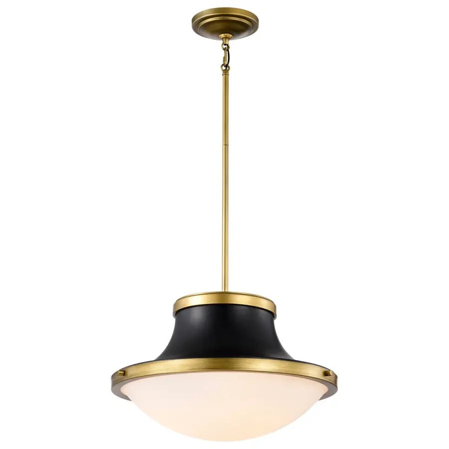 Lafayette 3-Light Pendant in Matte Black with Brass Accents - Image 2