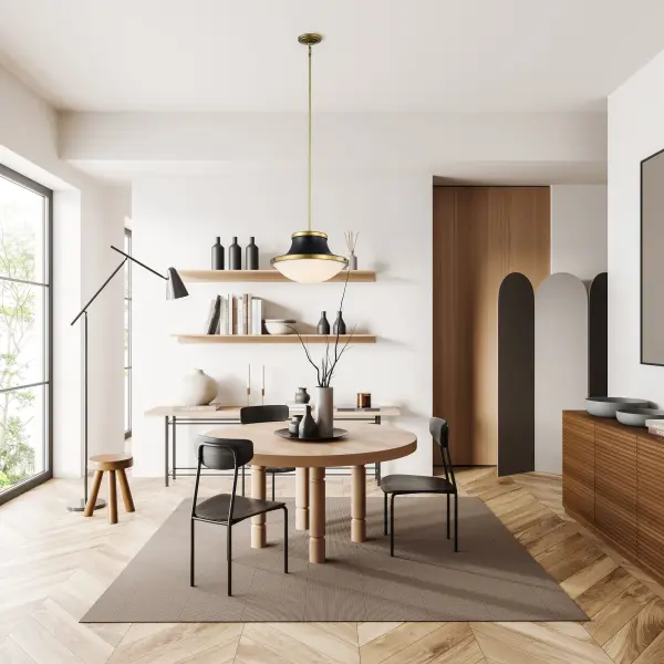 Lafayette 3-Light Pendant in Matte Black with Brass Accents - Image 12