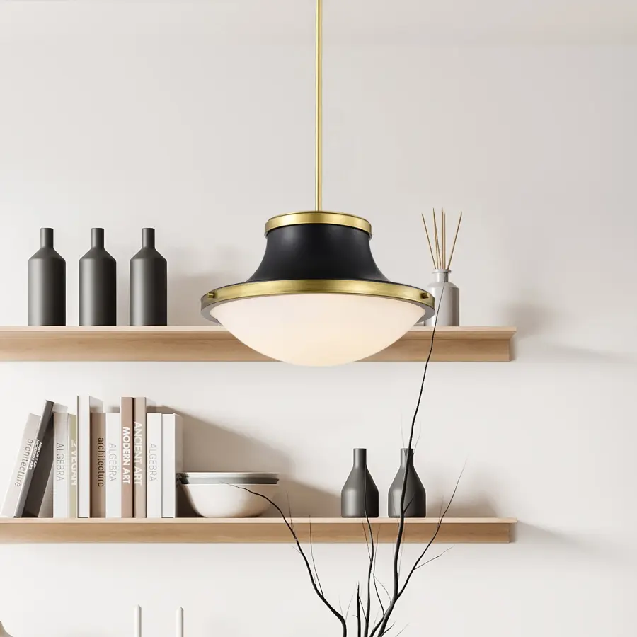 Lafayette 3-Light Pendant in Matte Black with Brass Accents - Image 13