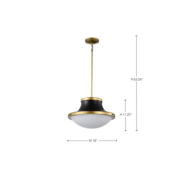 Lafayette 3-Light Pendant in Matte Black with Brass Accents - Image 14