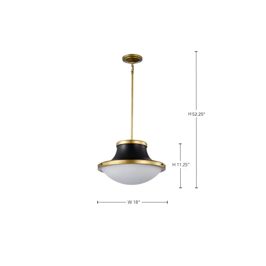 Lafayette 3-Light Pendant in Matte Black with Brass Accents - Image 14