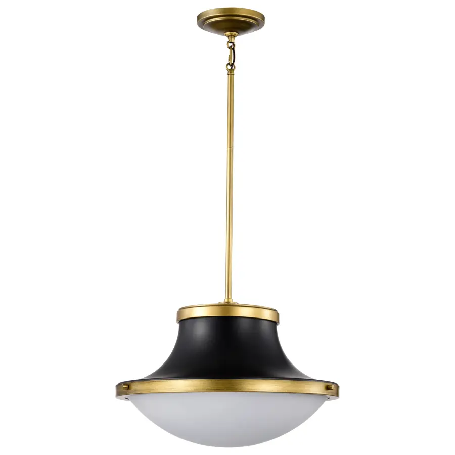 Lafayette 3-Light Pendant in Matte Black with Brass Accents - Image 3