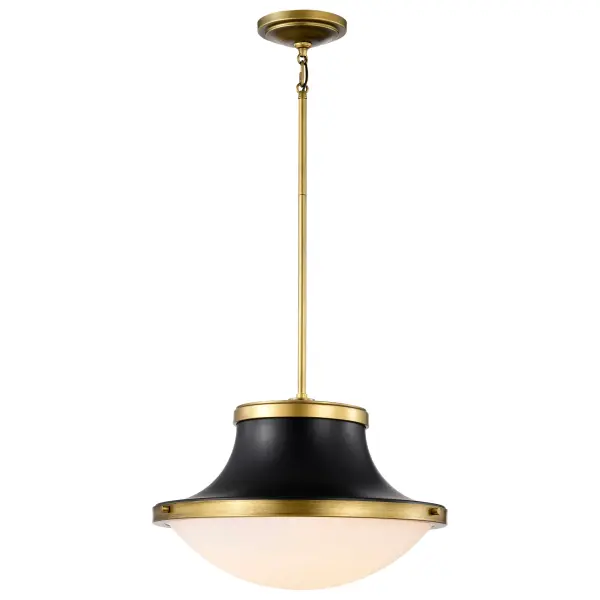 Lafayette 3-Light Pendant in Matte Black with Brass Accents - Image 4
