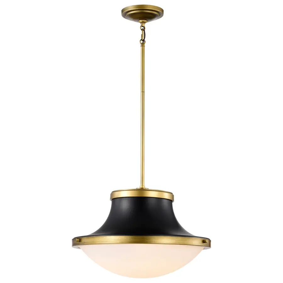 Lafayette 3-Light Pendant in Matte Black with Brass Accents - Image 4