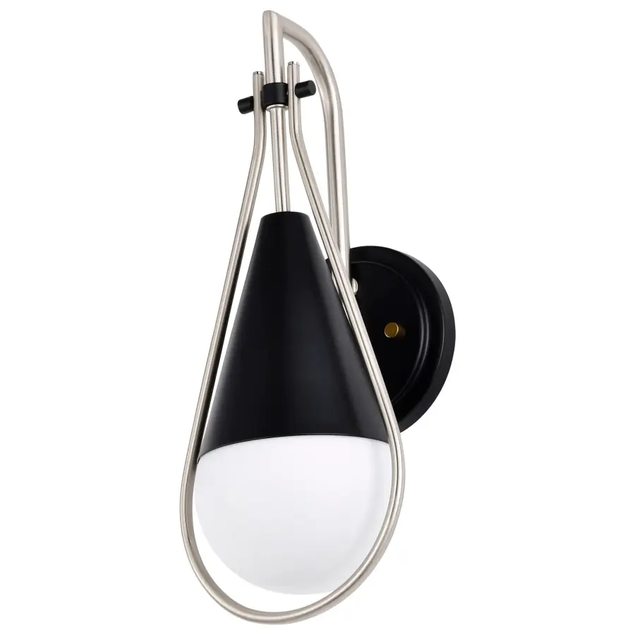 Admiral 1-Light Wall Sconce in Matte Black and Brushed Nickel - Image 1