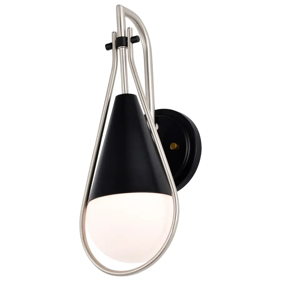 Admiral 1-Light Wall Sconce in Matte Black and Brushed Nickel - Image 2
