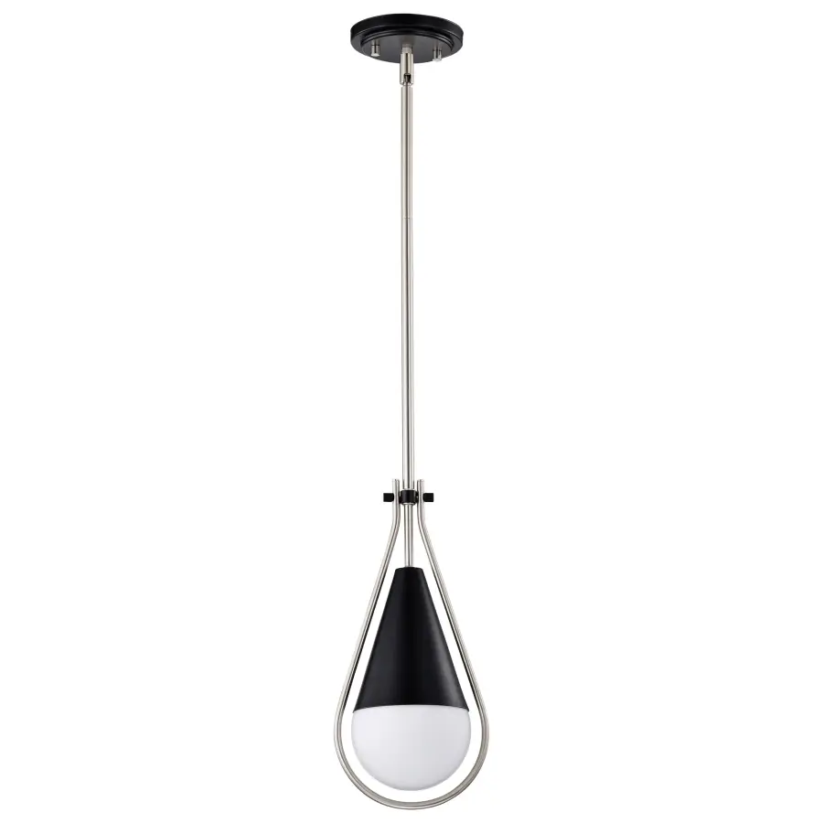 Admiral 1-Light Pendant in Matte Black and Brushed Nickel - Image 1