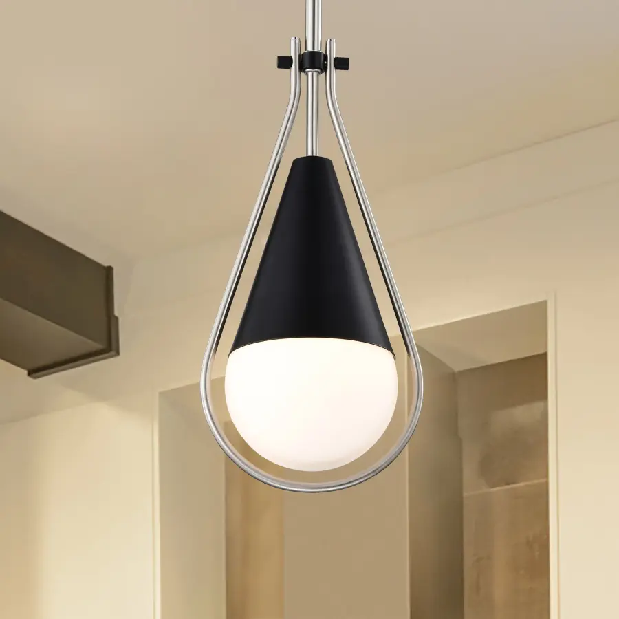Admiral 1-Light Pendant in Matte Black and Brushed Nickel - Image 13