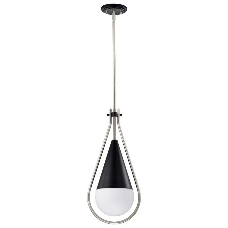 Admiral 1-Light Pendant in Matte Black and Brushed Nickel - Image 1