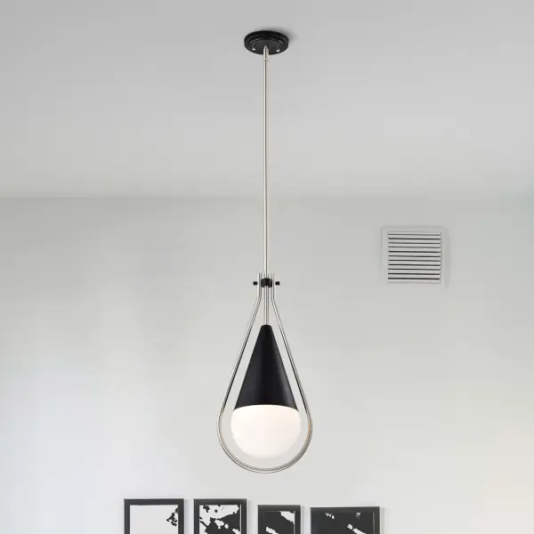 Admiral 1-Light Pendant in Matte Black and Brushed Nickel - Image 13