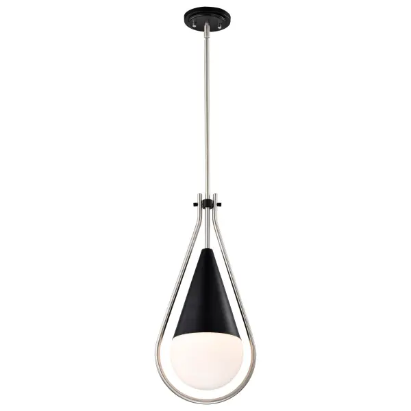 Admiral 1-Light Pendant in Matte Black and Brushed Nickel - Image 4