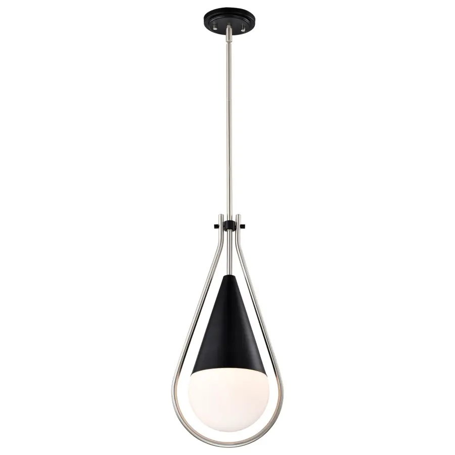 Admiral 1-Light Pendant in Matte Black and Brushed Nickel - Image 4