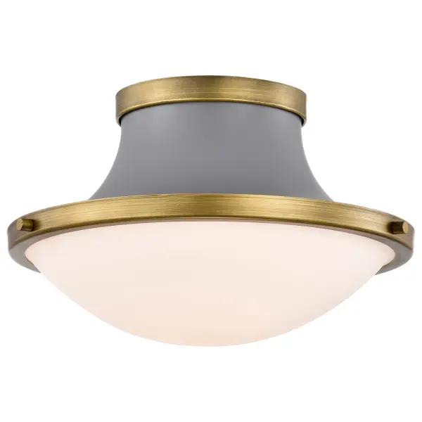 Lafayette 1-Light Flush Mount Ceiling Light - 14 Inch Gray with Brass Accents - Image 2