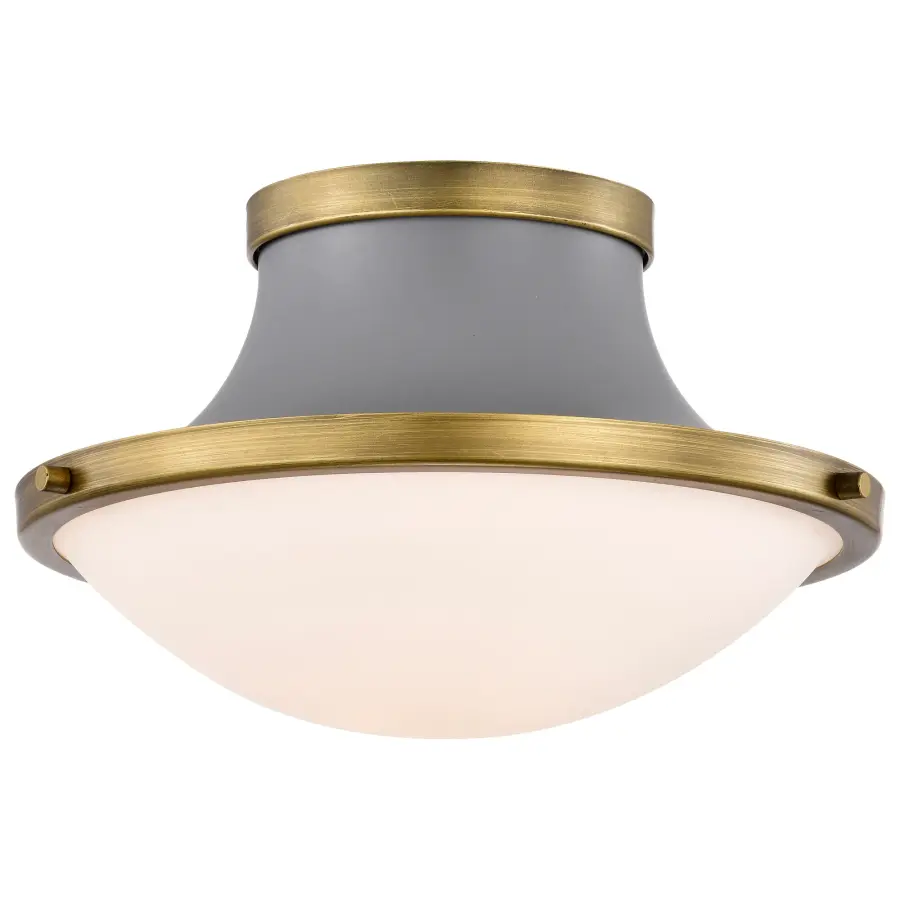 Lafayette 1-Light Flush Mount Ceiling Light - 14 Inch Gray with Brass Accents - Image 2