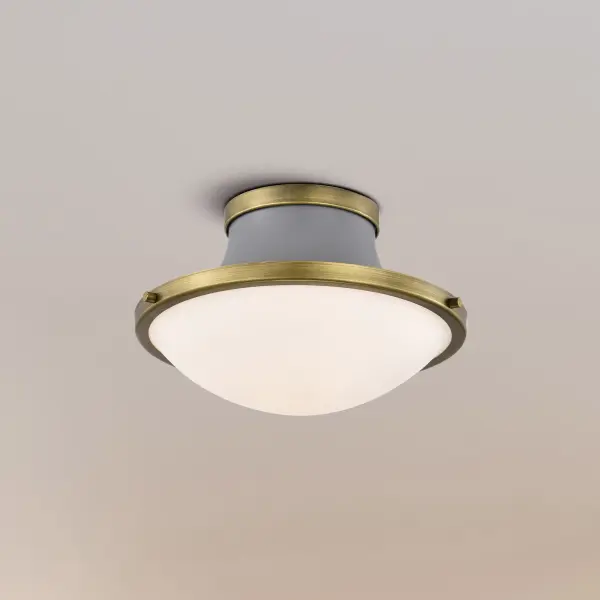 Lafayette 1-Light Flush Mount Ceiling Light - 14 Inch Gray with Brass Accents - Image 14