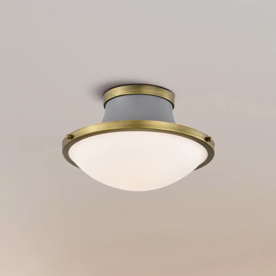 Lafayette 1-Light Flush Mount Ceiling Light - 14 Inch Gray with Brass Accents - Image 14