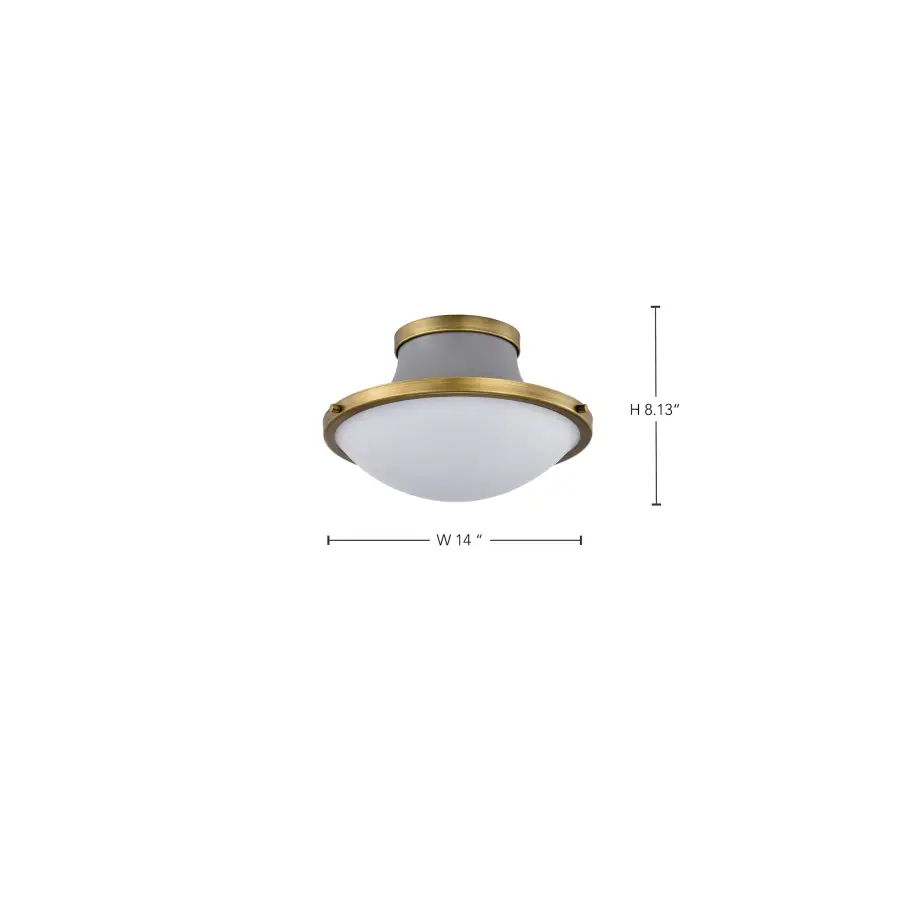 Lafayette 1-Light Flush Mount Ceiling Light - 14 Inch Gray with Brass Accents - Image 15