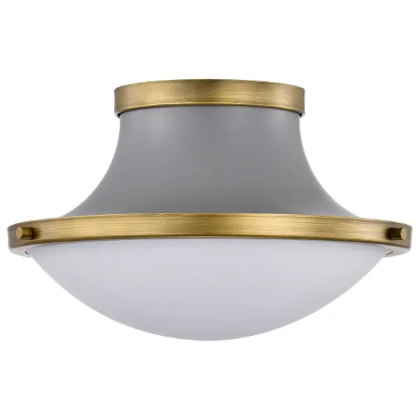 Lafayette 1-Light Flush Mount Ceiling Light - 14 Inch Gray with Brass Accents - Image 3