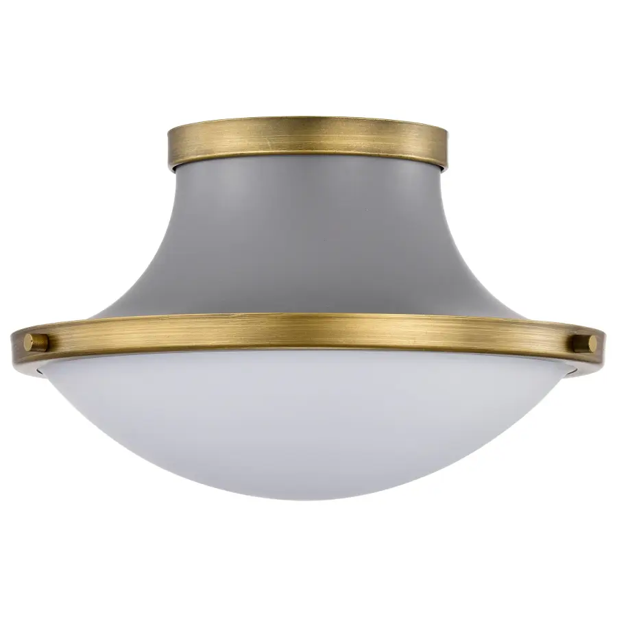 Lafayette 1-Light Flush Mount Ceiling Light - 14 Inch Gray with Brass Accents - Image 3