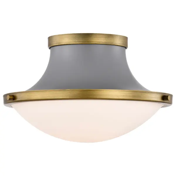 Lafayette 1-Light Flush Mount Ceiling Light - 14 Inch Gray with Brass Accents - Image 4