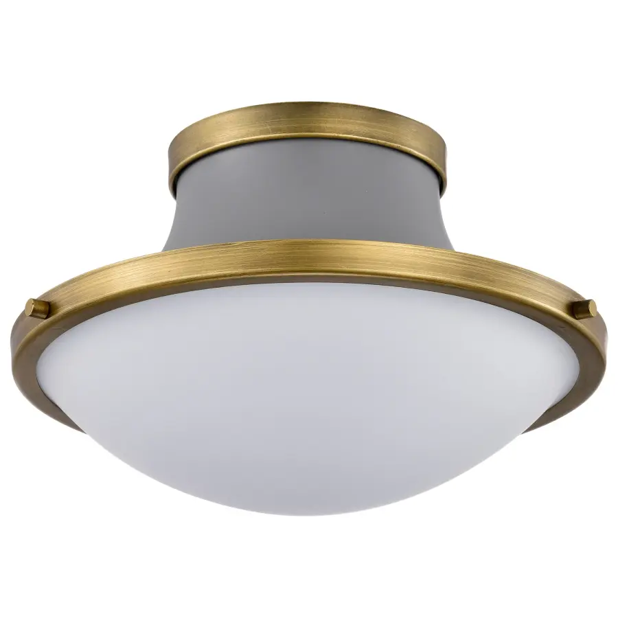 Lafayette 1-Light Flush Mount Ceiling Light - 14 Inch Gray with Brass Accents - Image 5