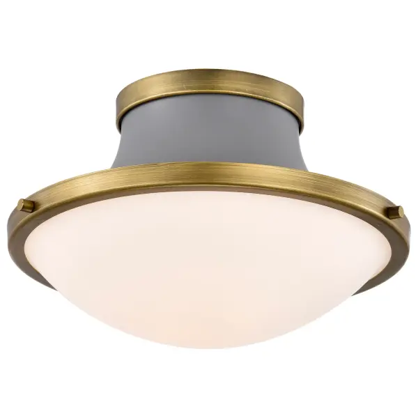 Lafayette 1-Light Flush Mount Ceiling Light - 14 Inch Gray with Brass Accents - Image 6