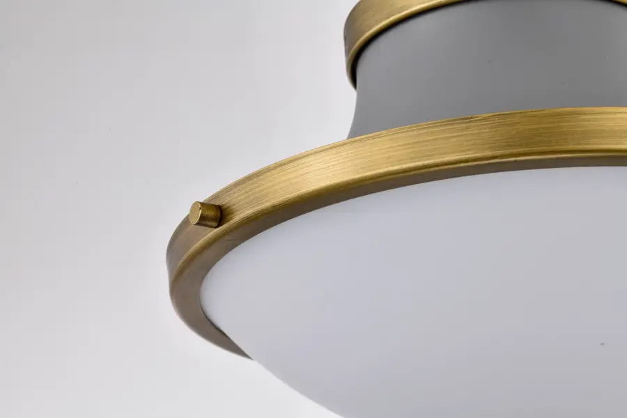 Lafayette 1-Light Flush Mount Ceiling Light - 14 Inch Gray with Brass Accents - Image 7
