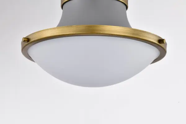 Lafayette 1-Light Flush Mount Ceiling Light - 14 Inch Gray with Brass Accents - Image 8