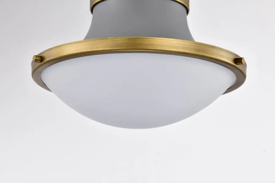 Lafayette 1-Light Flush Mount Ceiling Light - 14 Inch Gray with Brass Accents - Image 8