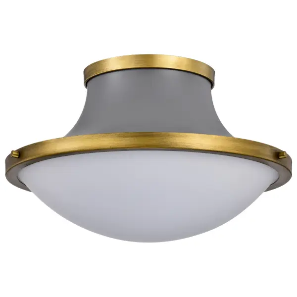 Lafayette 3-Light Flush Mount Ceiling Light - 18 Inch Gray with Brass Accents - Image 1