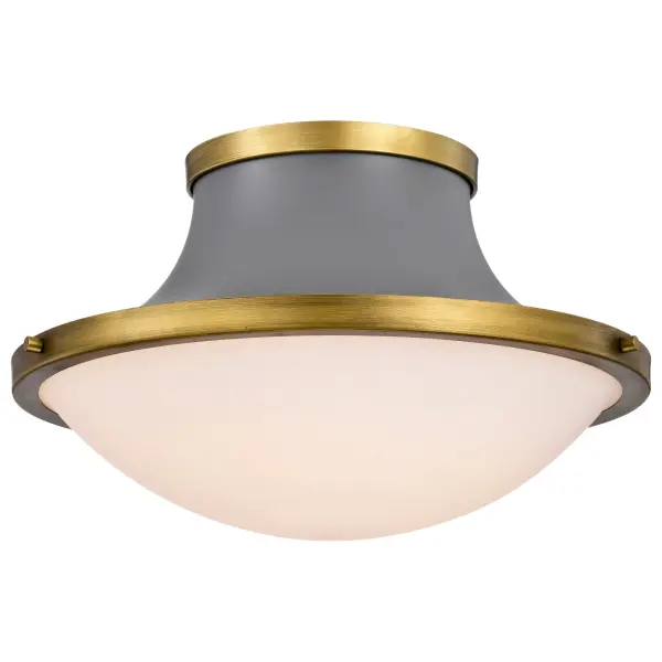 Lafayette 3-Light Flush Mount Ceiling Light - 18 Inch Gray with Brass Accents - Image 2